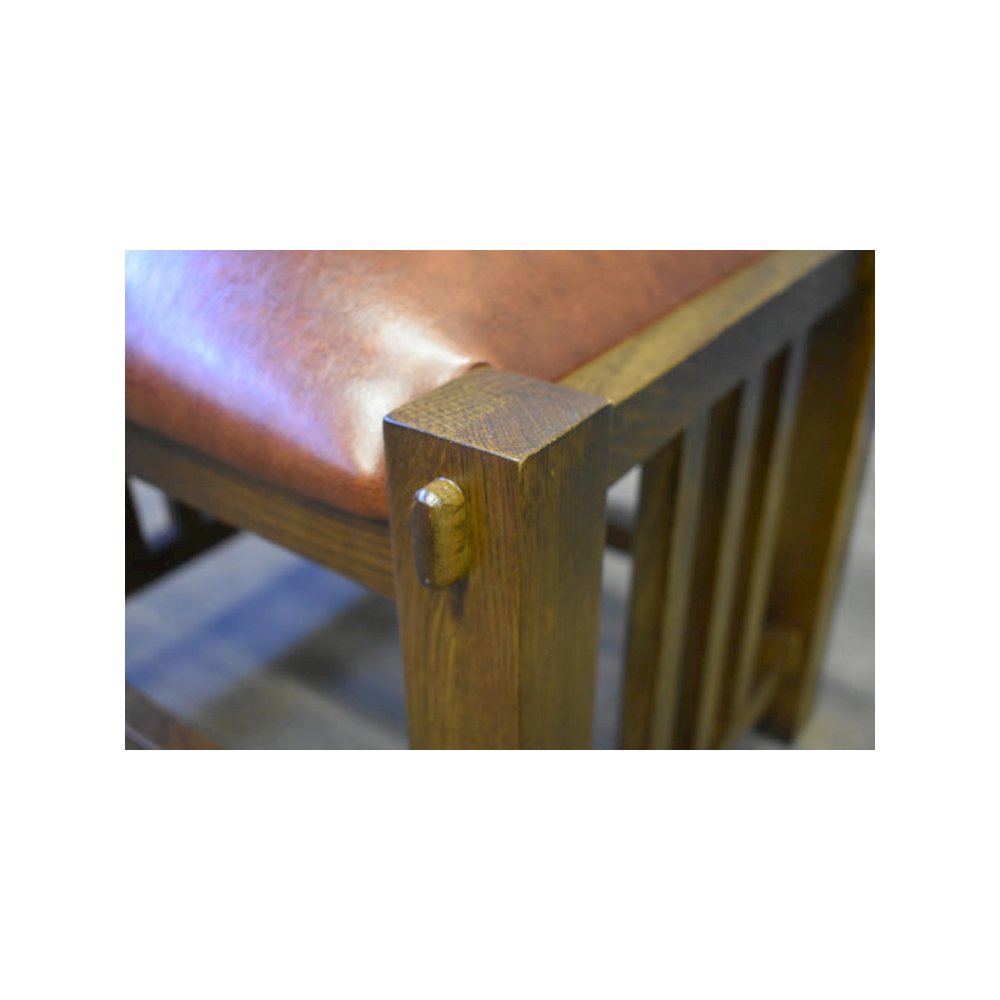 Mission Spindle Stool - Quarter Sawn Oak & Leather - Walnut. Picture 3