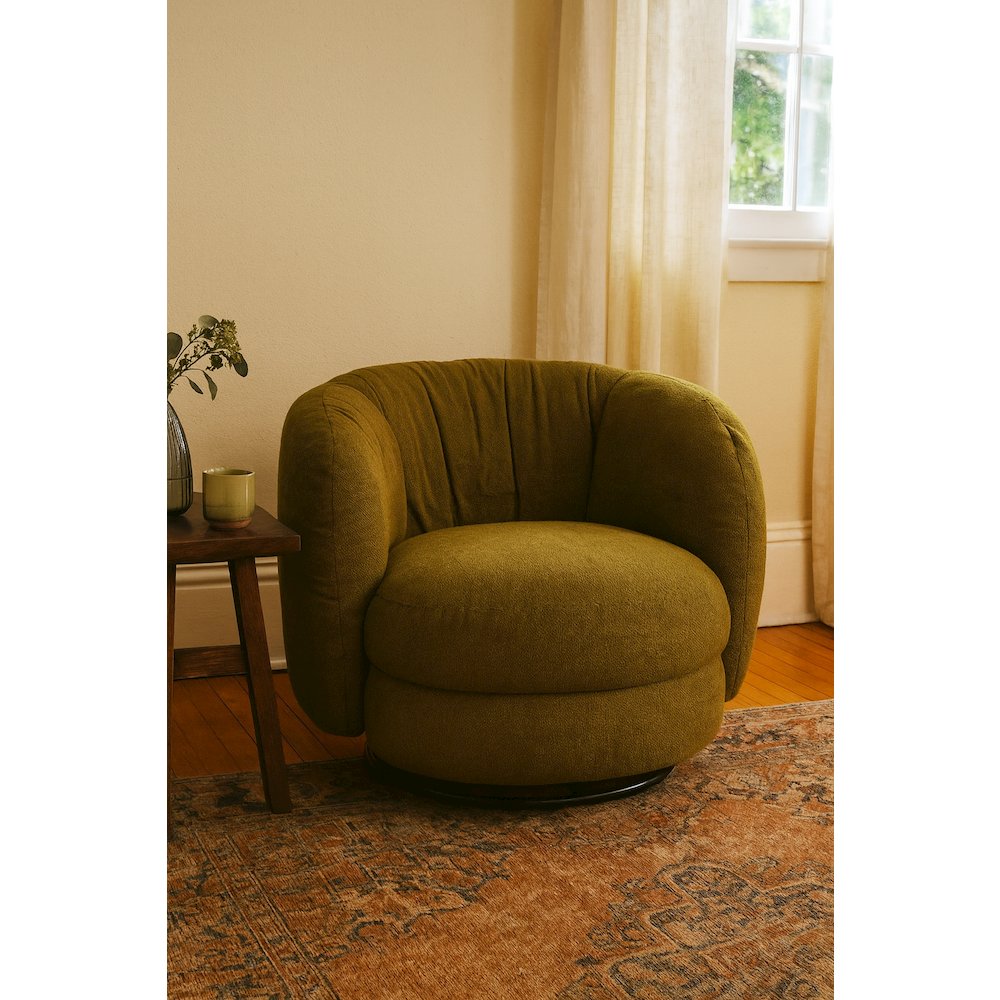 Nest Collection Mid-Century Modern Swivel Arm Chair - Green. Picture 4