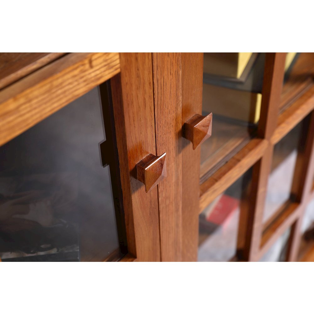 Mission Solid Oak Double Door Bookcase - Michael's Cherry. Picture 3