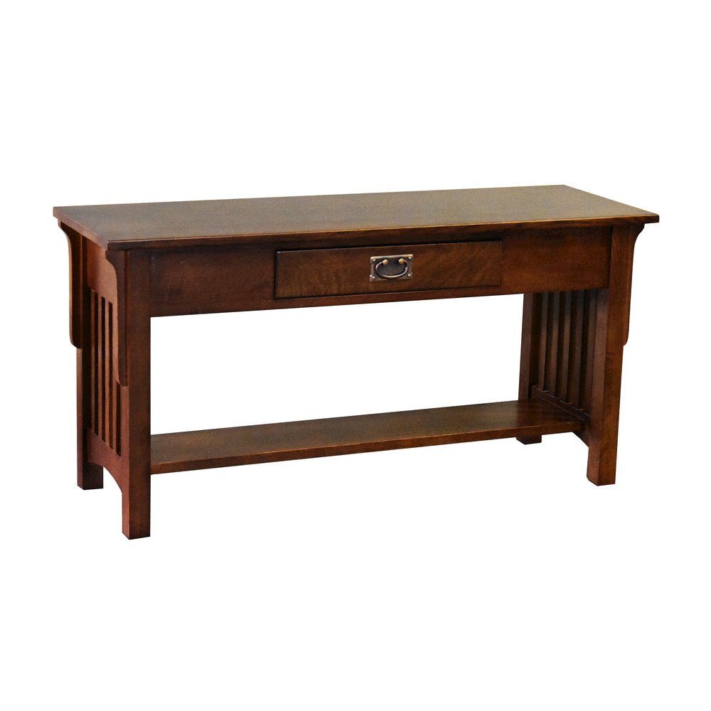 Mission 1 Drawer Crofter Style Console Table - Walnut Stain. Picture 1