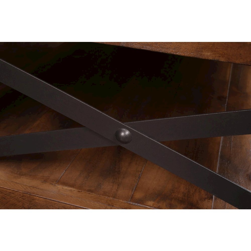 Larson Cross Bar Coffee Table with Caster Wheels. Picture 3