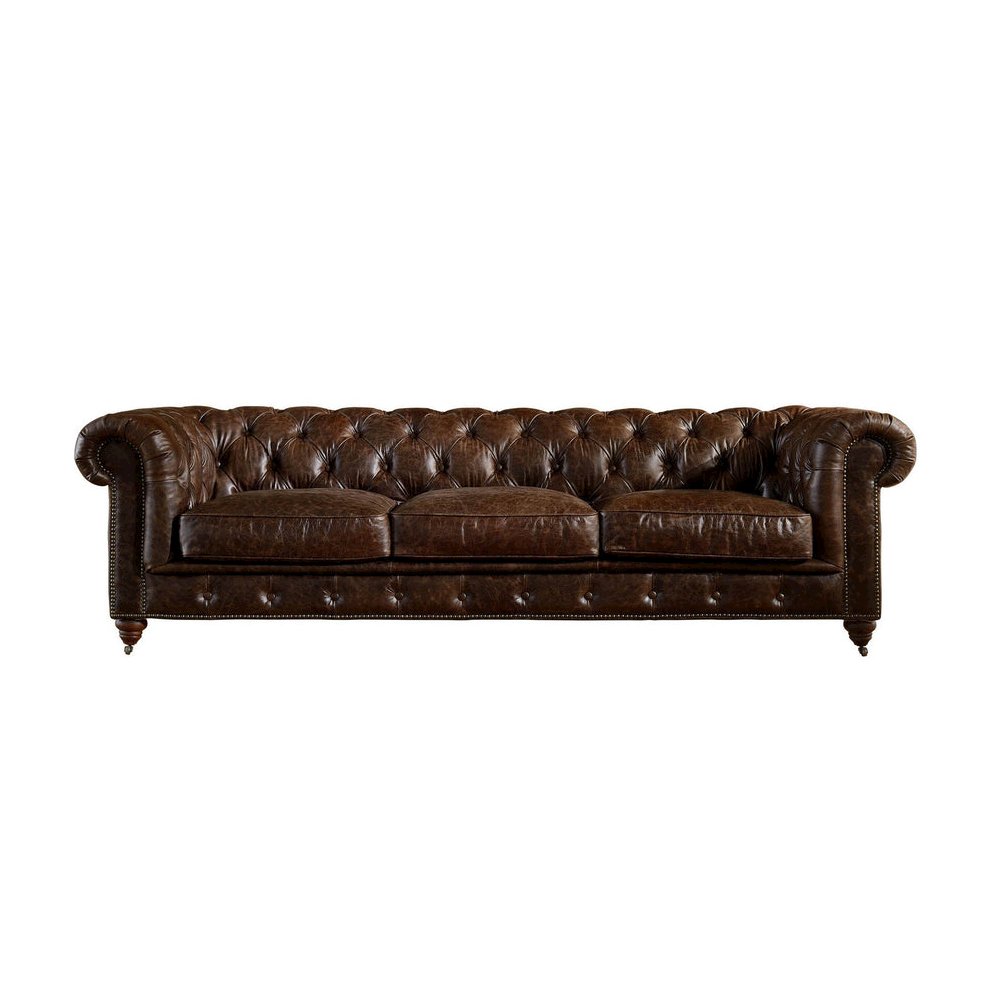 Century Chesterfield Sofa - Dark Brown Leather. Picture 2