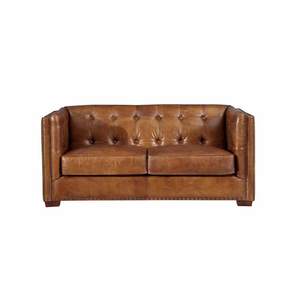 Tuxedo Leather Arm Chair - Light Brown. Picture 1
