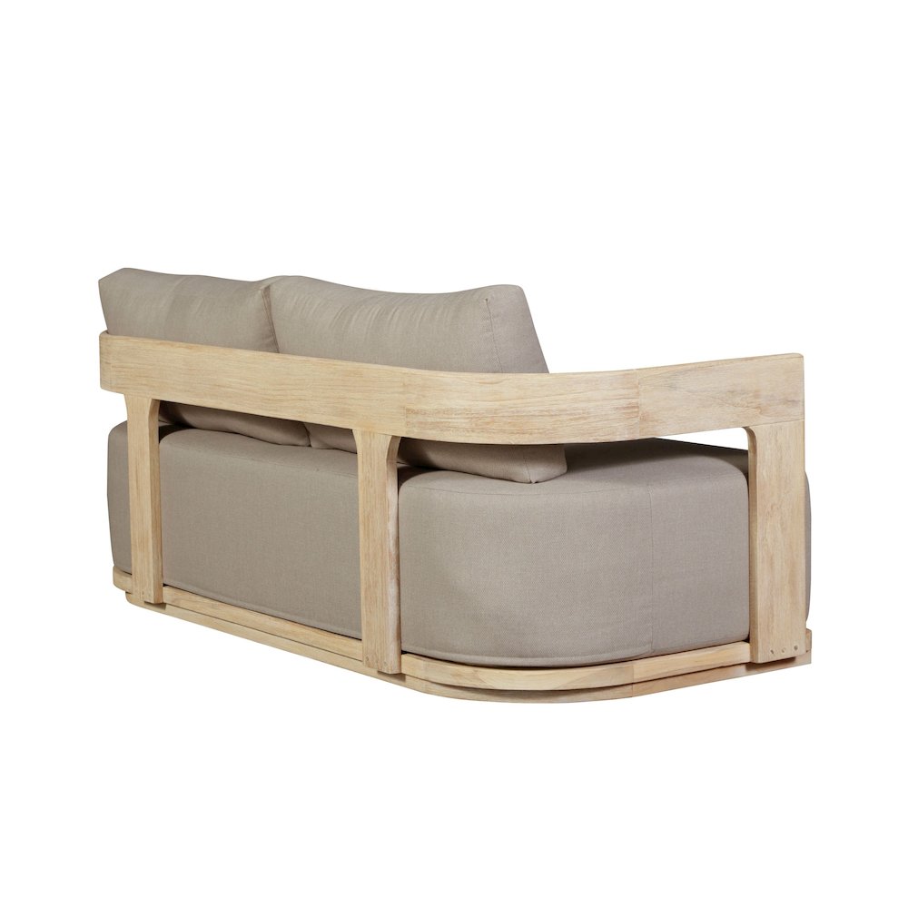Eclipse Outdoor Solid Teak Wood Love seat Natural - Gray Fabric. Picture 4