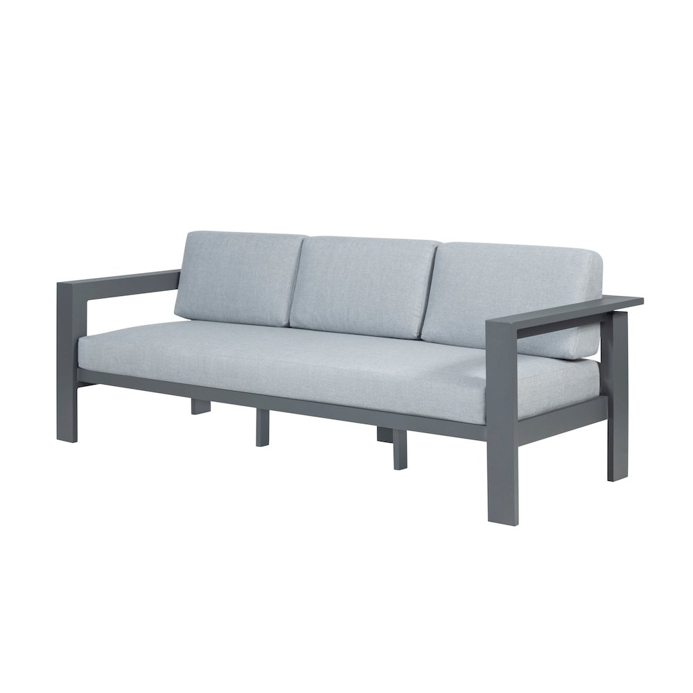 Sardinia Aluminum Frame Outdoor Sofa - Gray Cushions. Picture 2