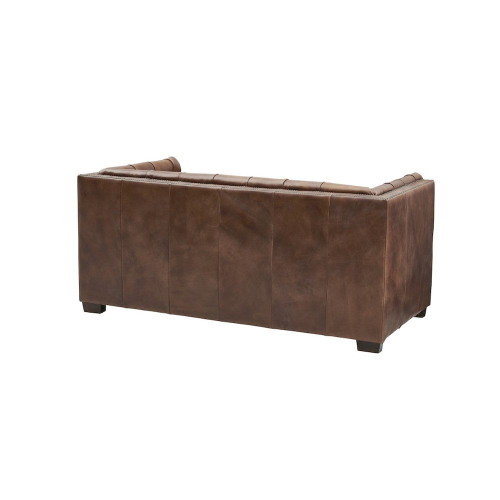 Tuxedo Leather Love Seat - Bark Brown. Picture 2