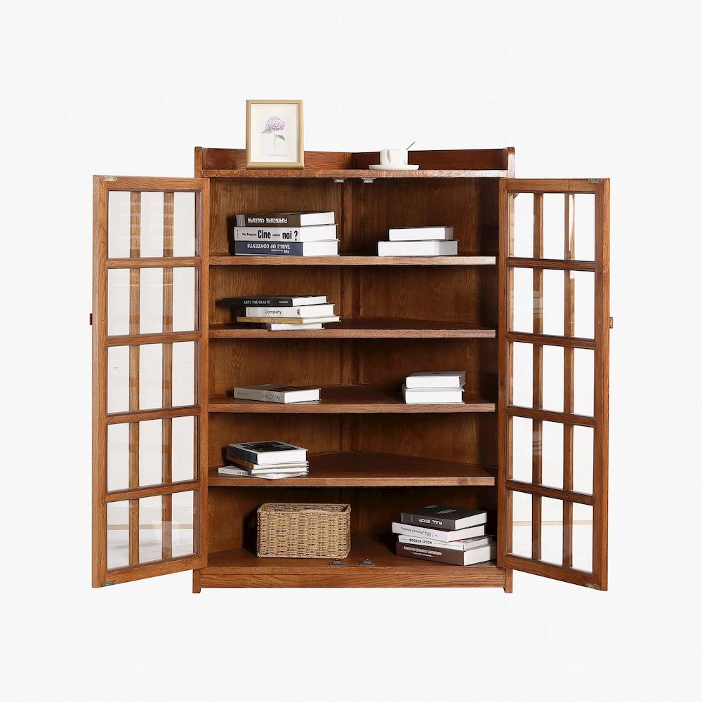 Mission Oak Corner Bookcase / Cabinet - Michael's Cherry. Picture 4