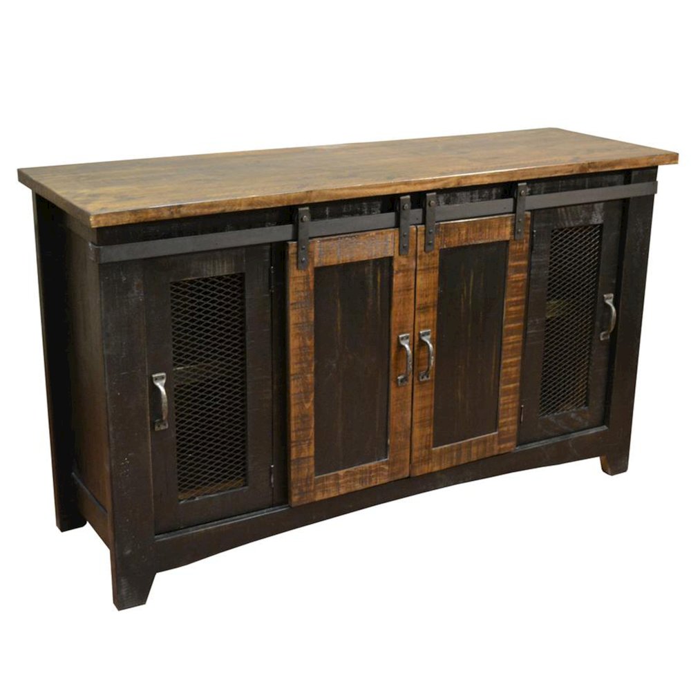 Greenview Sliding Door Distressed Black TV Stand - 60 inch. Picture 1