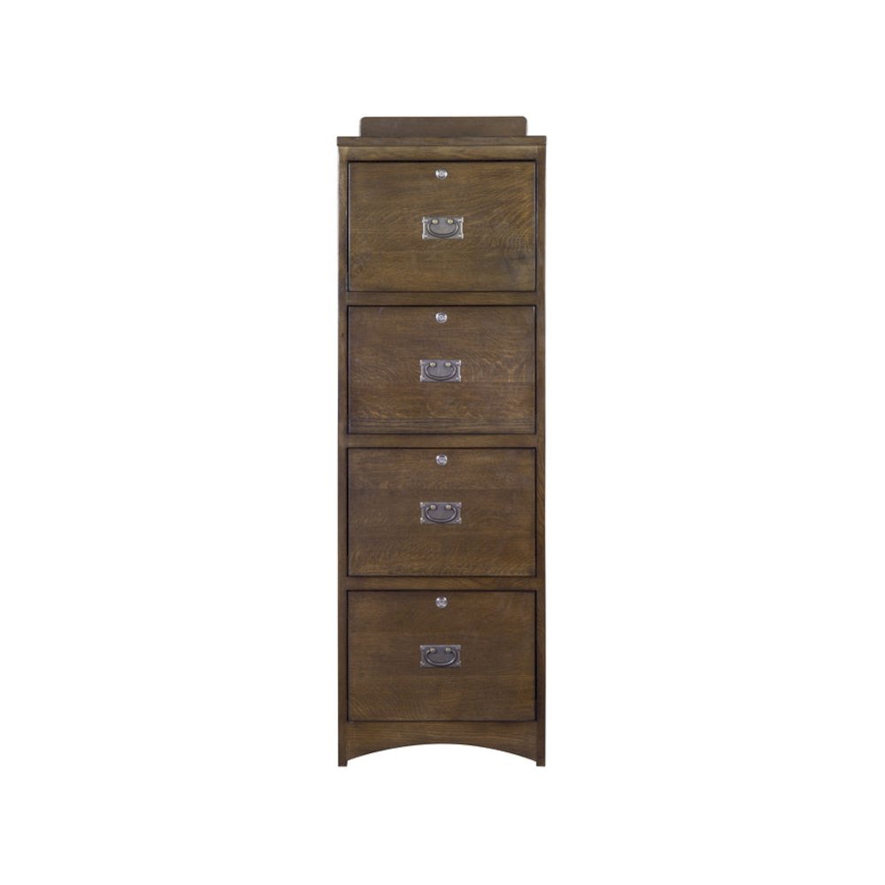 Mission Solid Oak 4 Drawer File Cabinet - Walnut. Picture 2