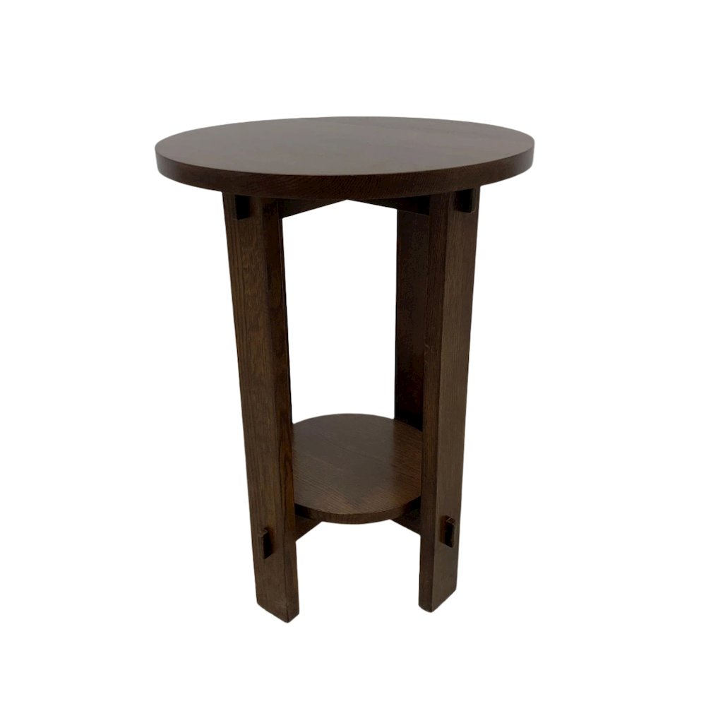 Mission Style Oak Round End Table - Michael's Cherry. Picture 3
