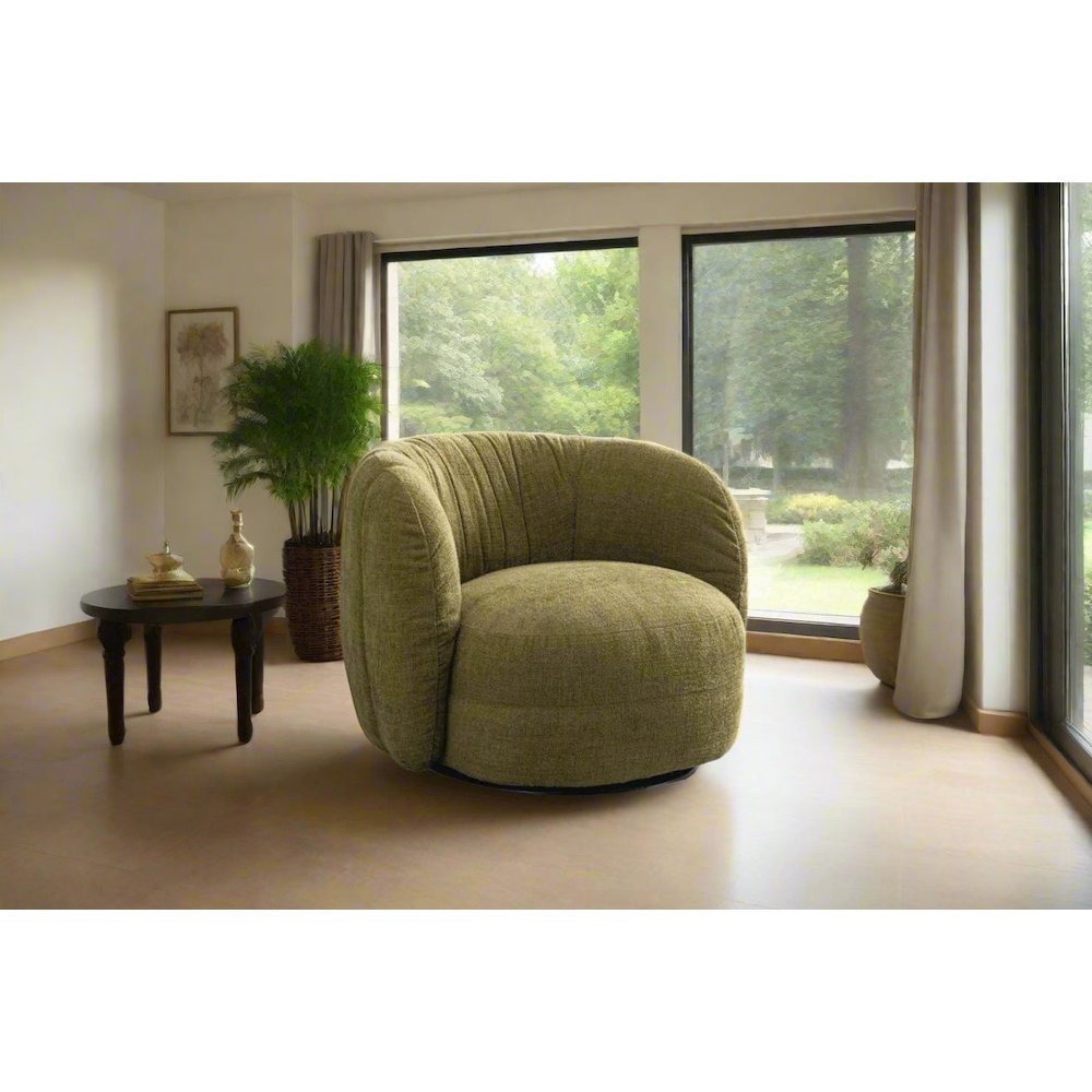 Nest Collection Mid-Century Modern Swivel Arm Chair - Green. Picture 3