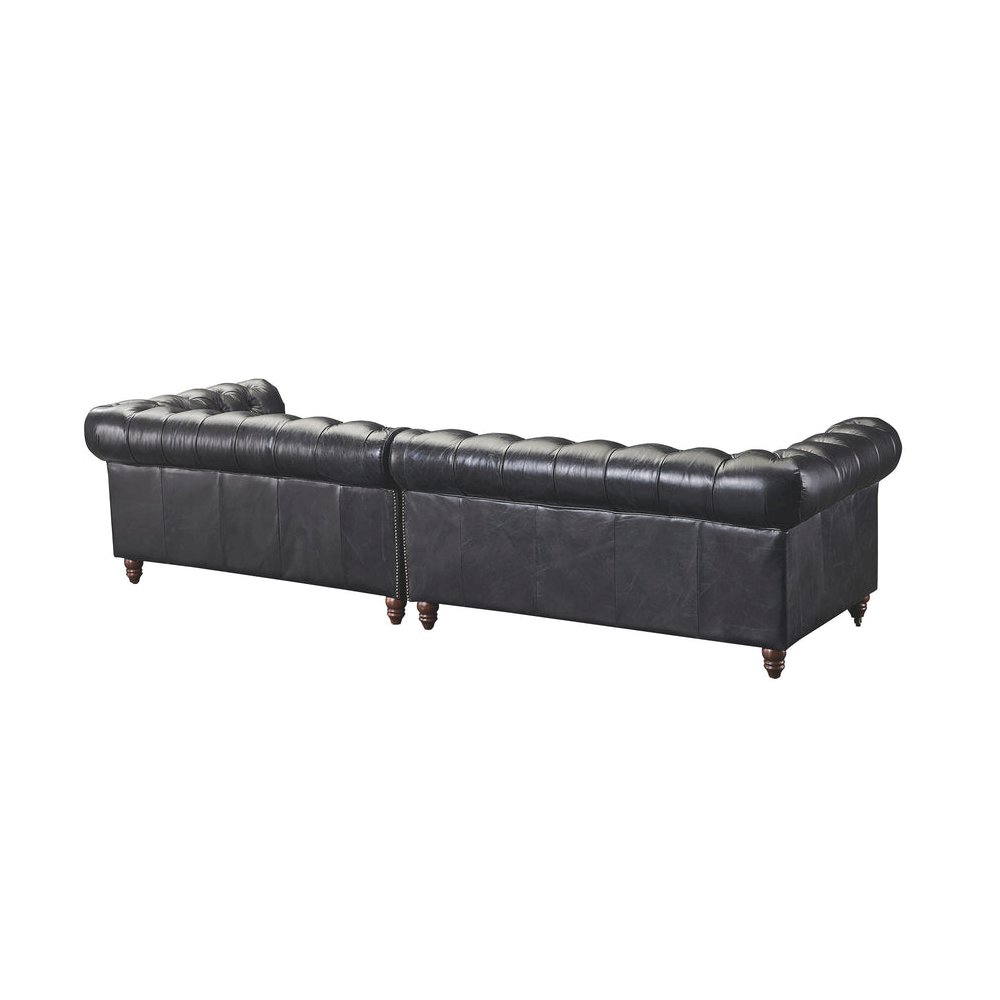 Century Chesterfield Sofa - Slate Leather - 118". Picture 3