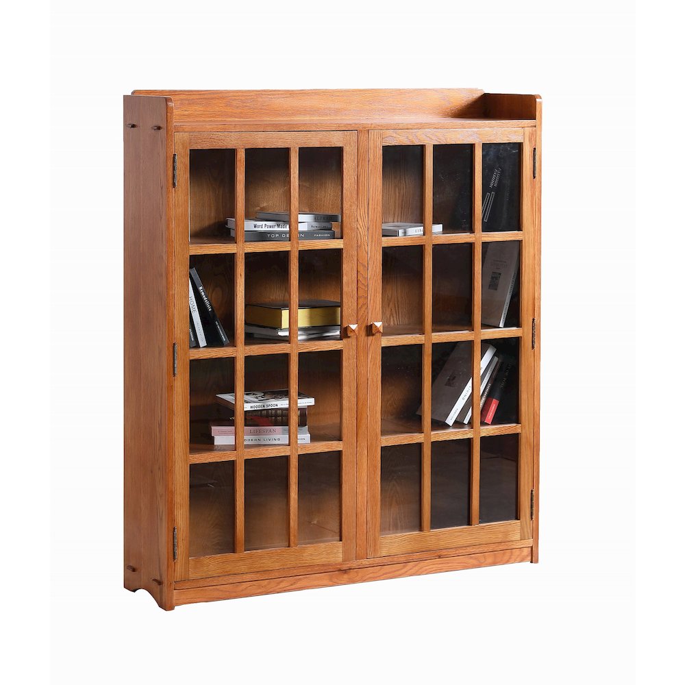 Mission Oak 2 Door Bookcase with Glass Doors - Michael's Cherry. Picture 1