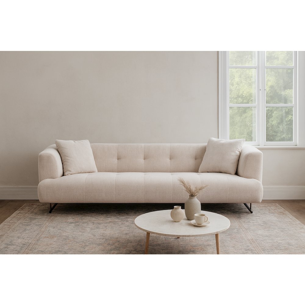 Arden Collection Modern Fabric 3-Seater Sofa - White. Picture 2