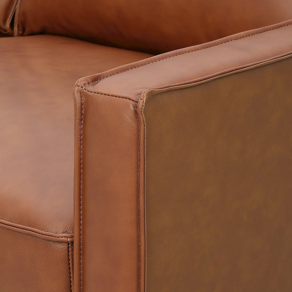 Samhara Top Grain Leather Armchair - Chestnut. Picture 3