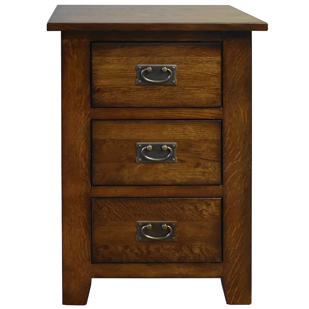Mission Quarter Sawn Oak 3 Drawer Nightstand - Michael's Cherry. Picture 2