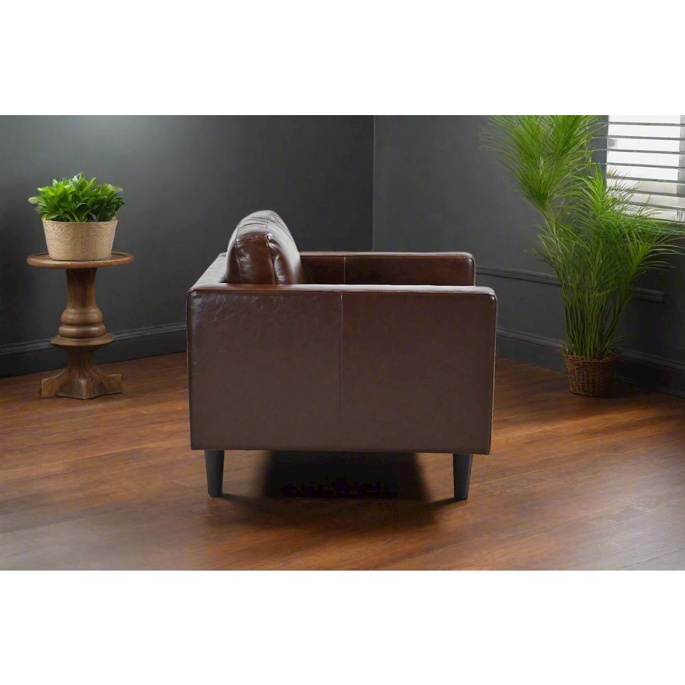 Philippe Top Grain Leather Arm Chair - Chocolate Brown. Picture 3