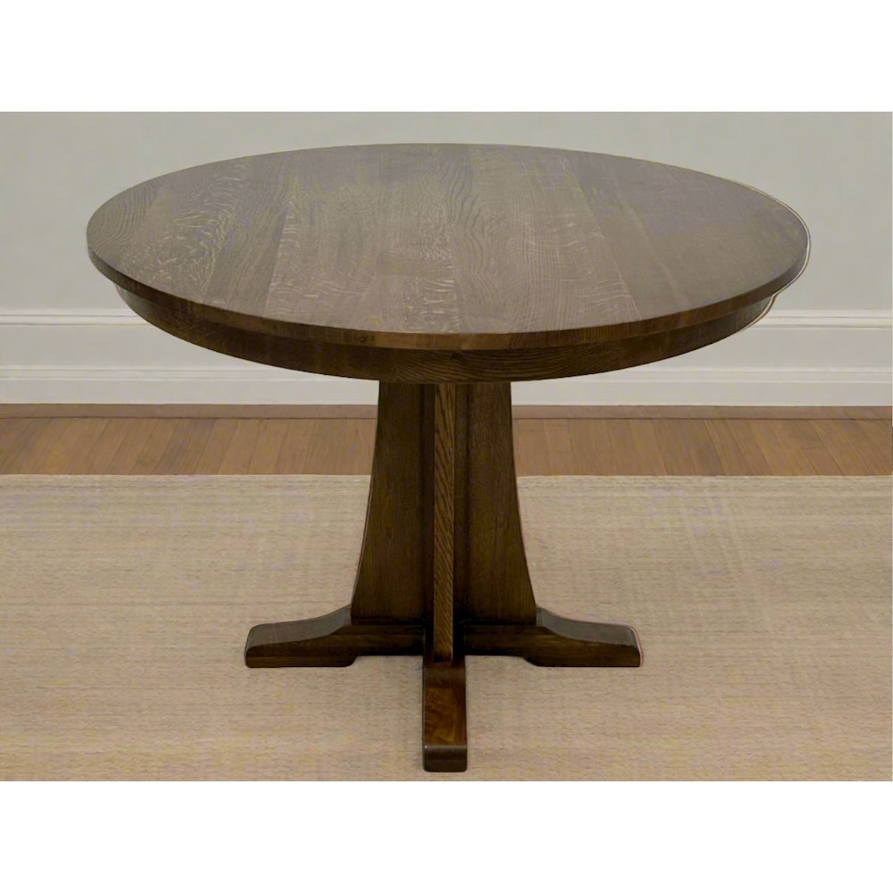 Mission Quarter Sawn Oak Round Dining Table, Kitchen Table - 42" - Walnut. Picture 1