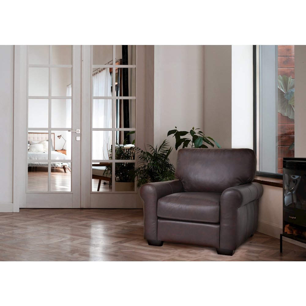 Florentine Leather Arm Chair Tan - Dark Brown. Picture 2