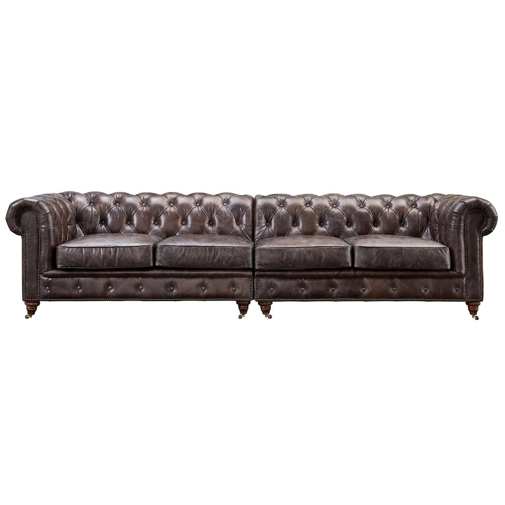 Century Chesterfield Sofa - Dark Brown Leather - 118". Picture 2