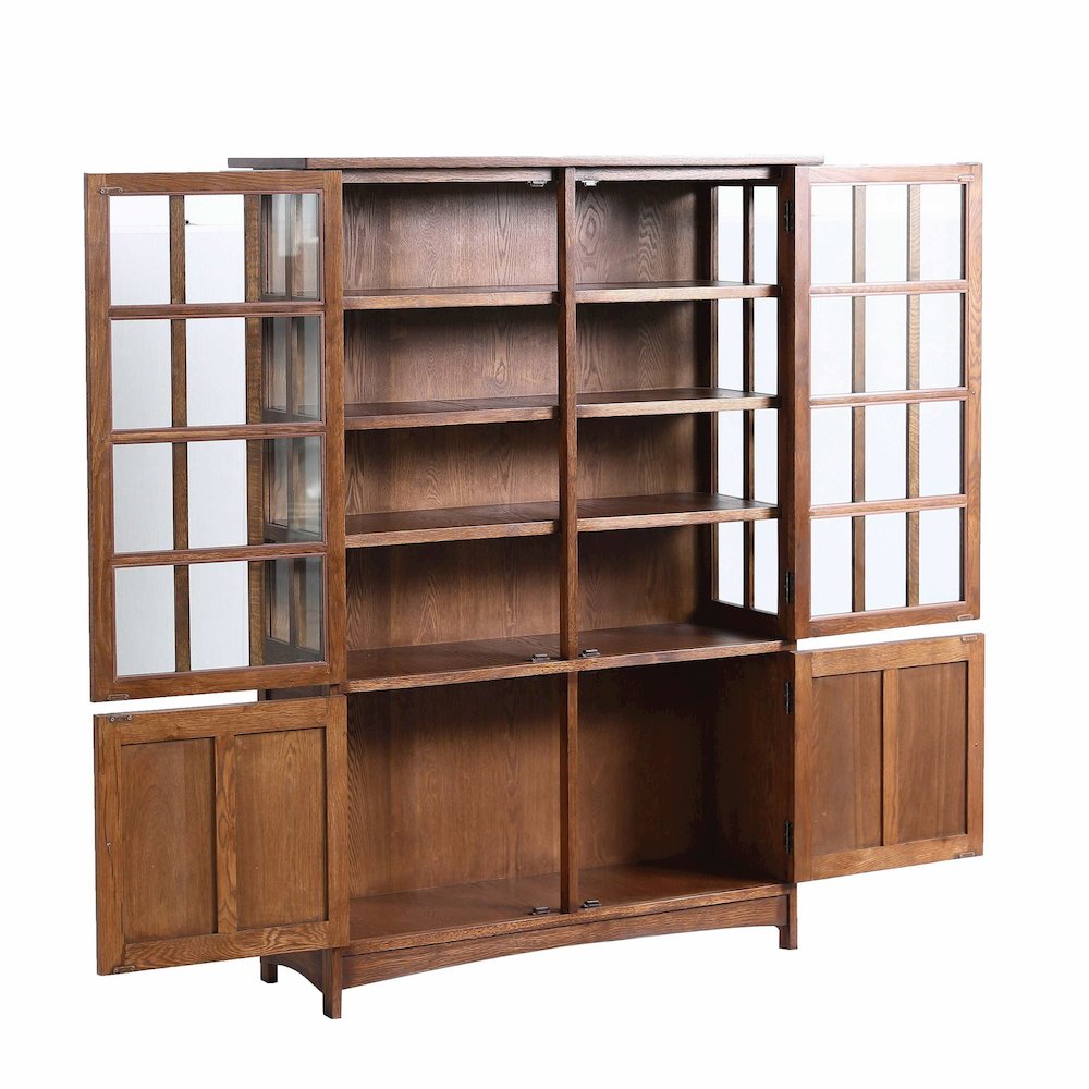 Mission Oak 4 Door Display China Cabinet - Walnut - 49"W. Picture 3