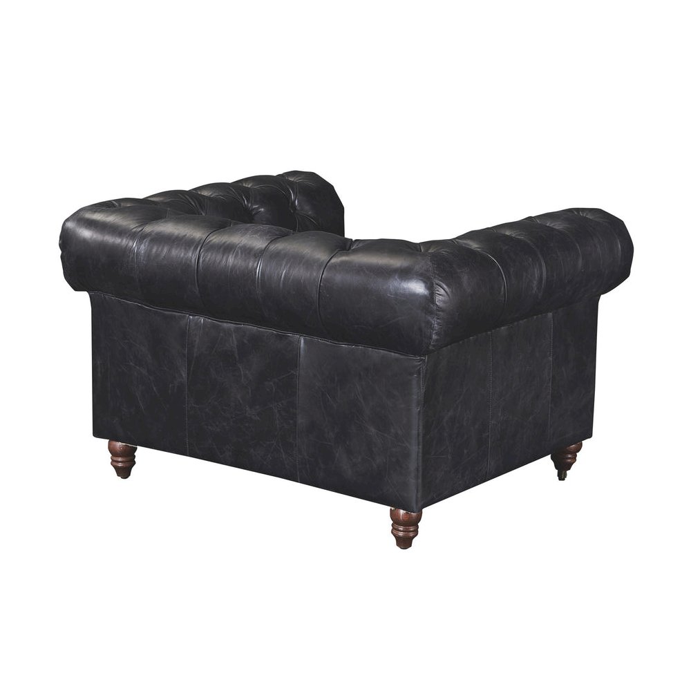 Century Chesterfield Arm Chair - Slate Leather. Picture 3