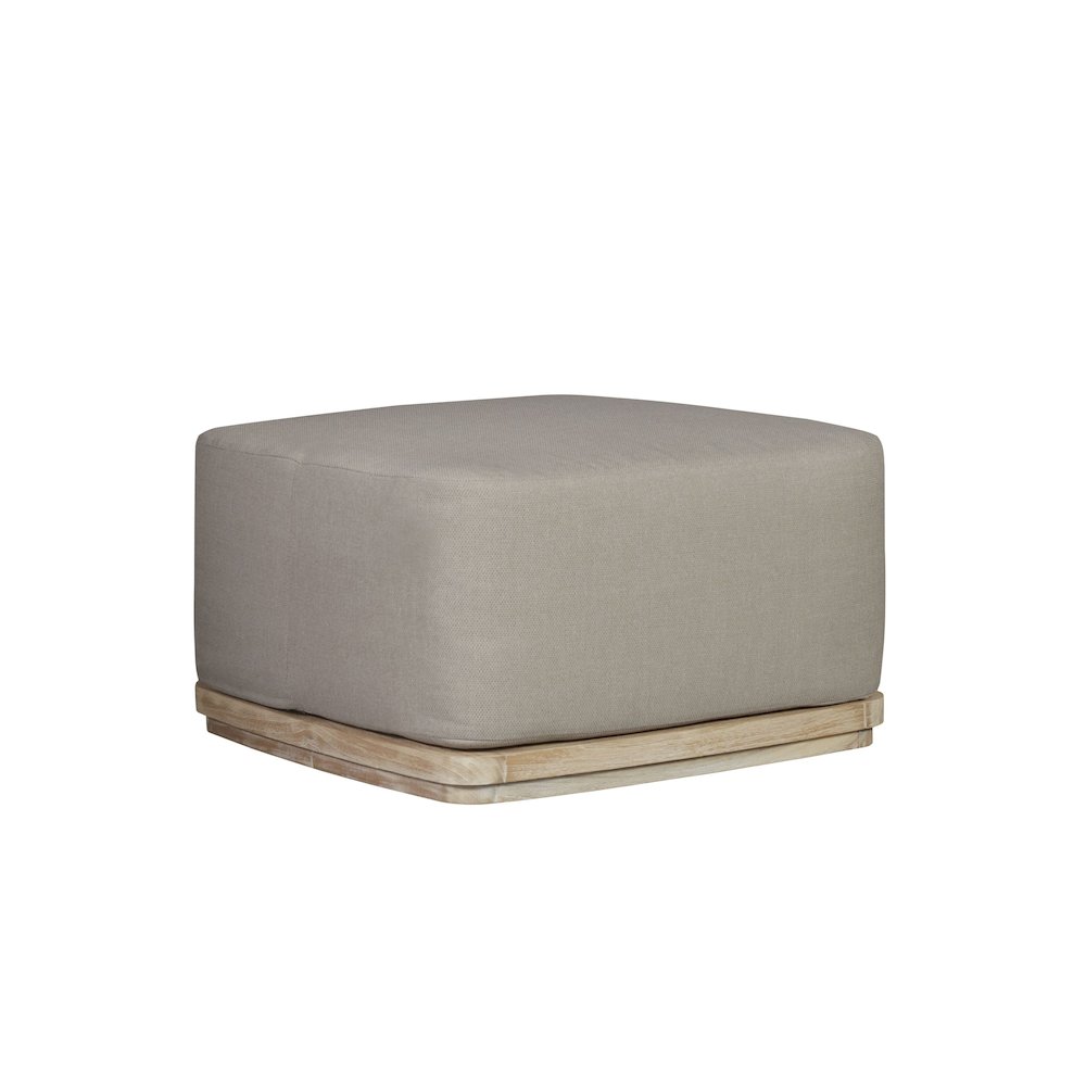Eclipse Outdoor Solid Teak Wood Ottoman Natural Look - Gray Fabric. Picture 4