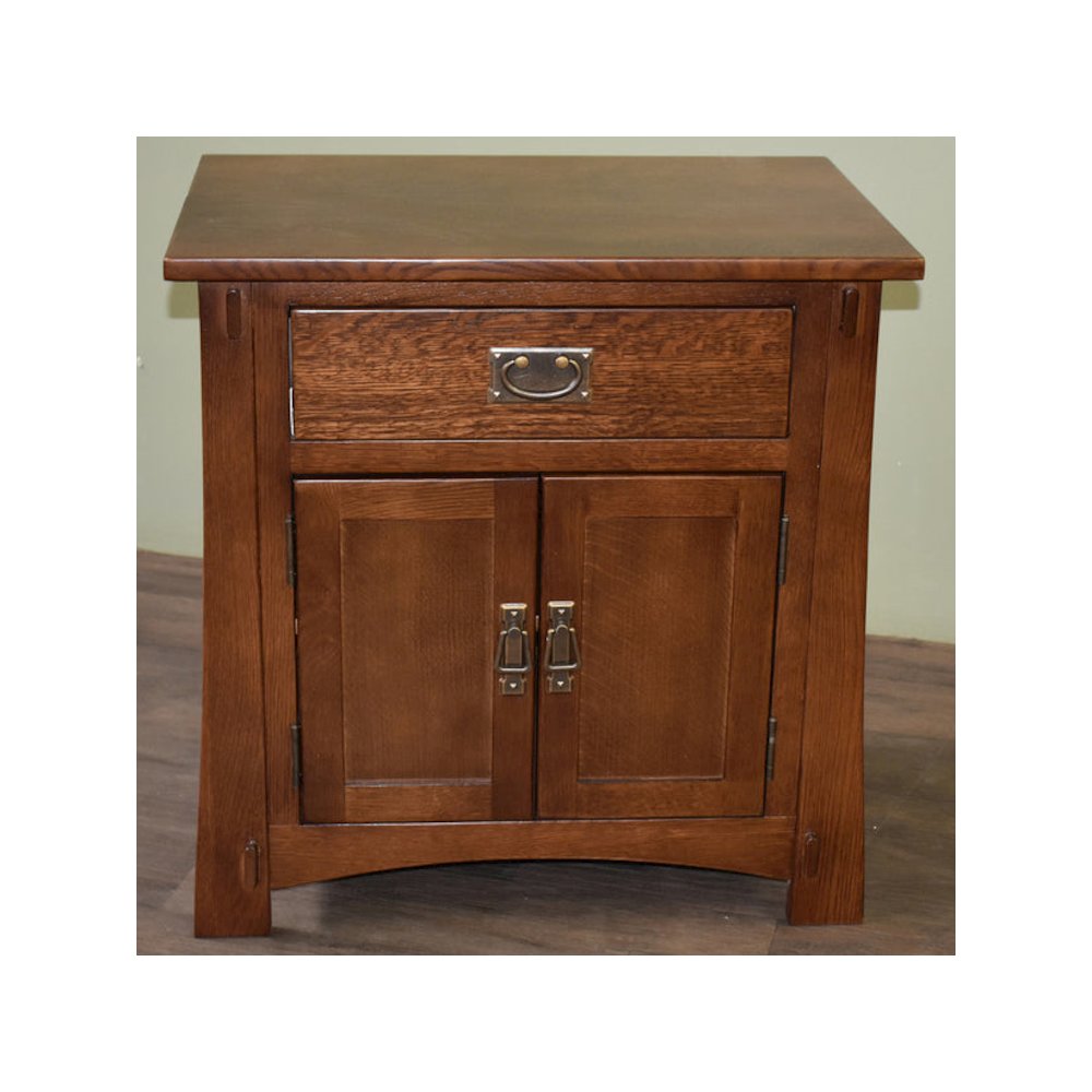 Mission Style Solid Oak Nightstand Model A3 - Walnut. Picture 2
