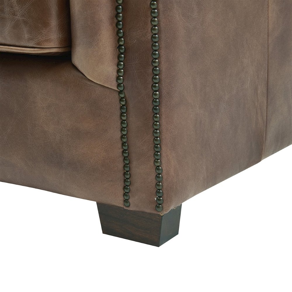 Tuxedo Leather Love Seat - Bark Brown. Picture 5