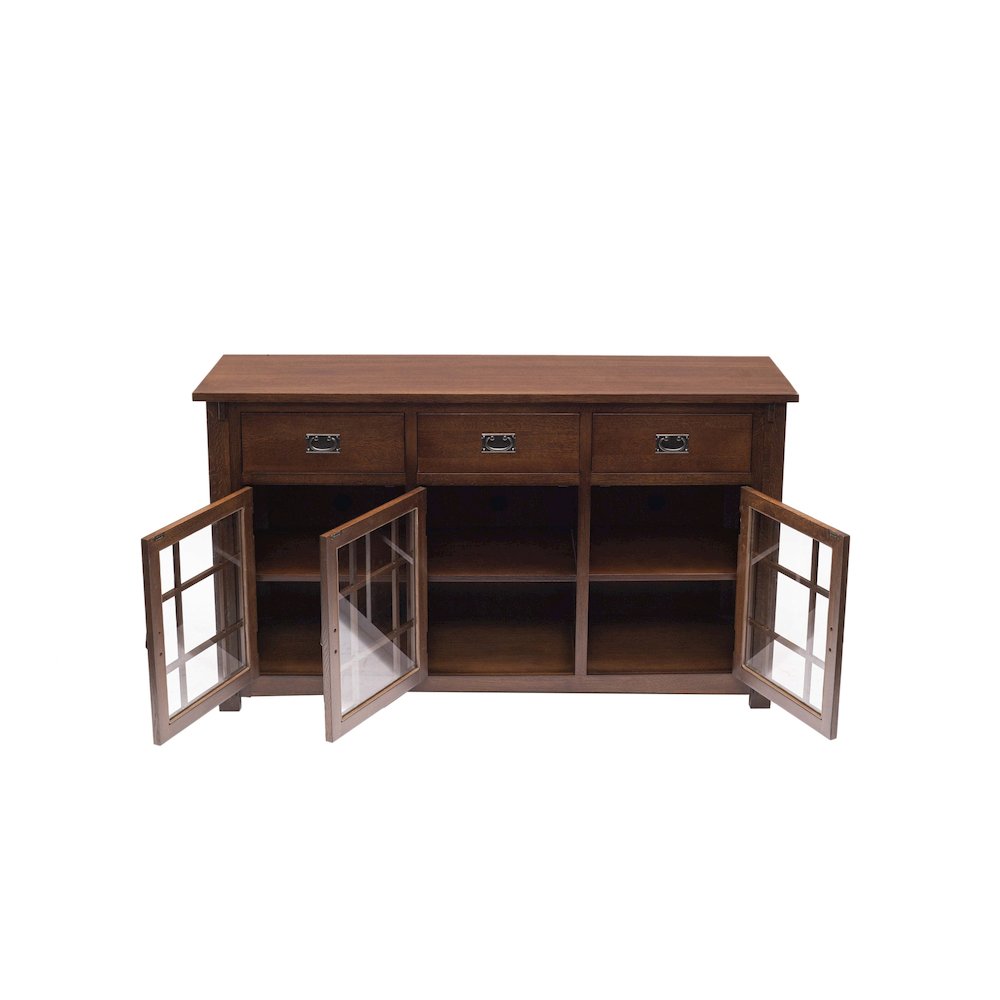 Craftsman Mission Solid Oak Sideboard - 65" - Walnut Stain. Picture 3