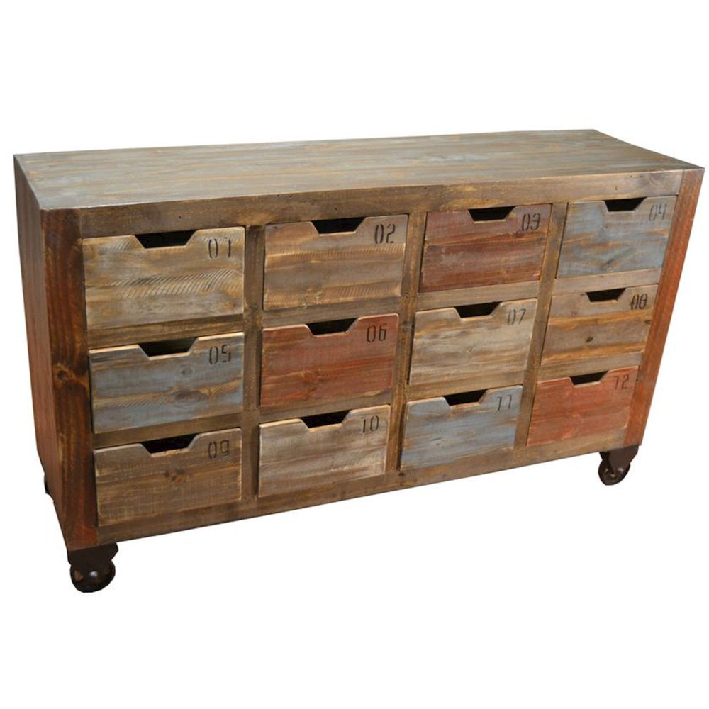 Bayshore 12 Drawer Countdown Console / Dresser 60"- Multi Color. Picture 1