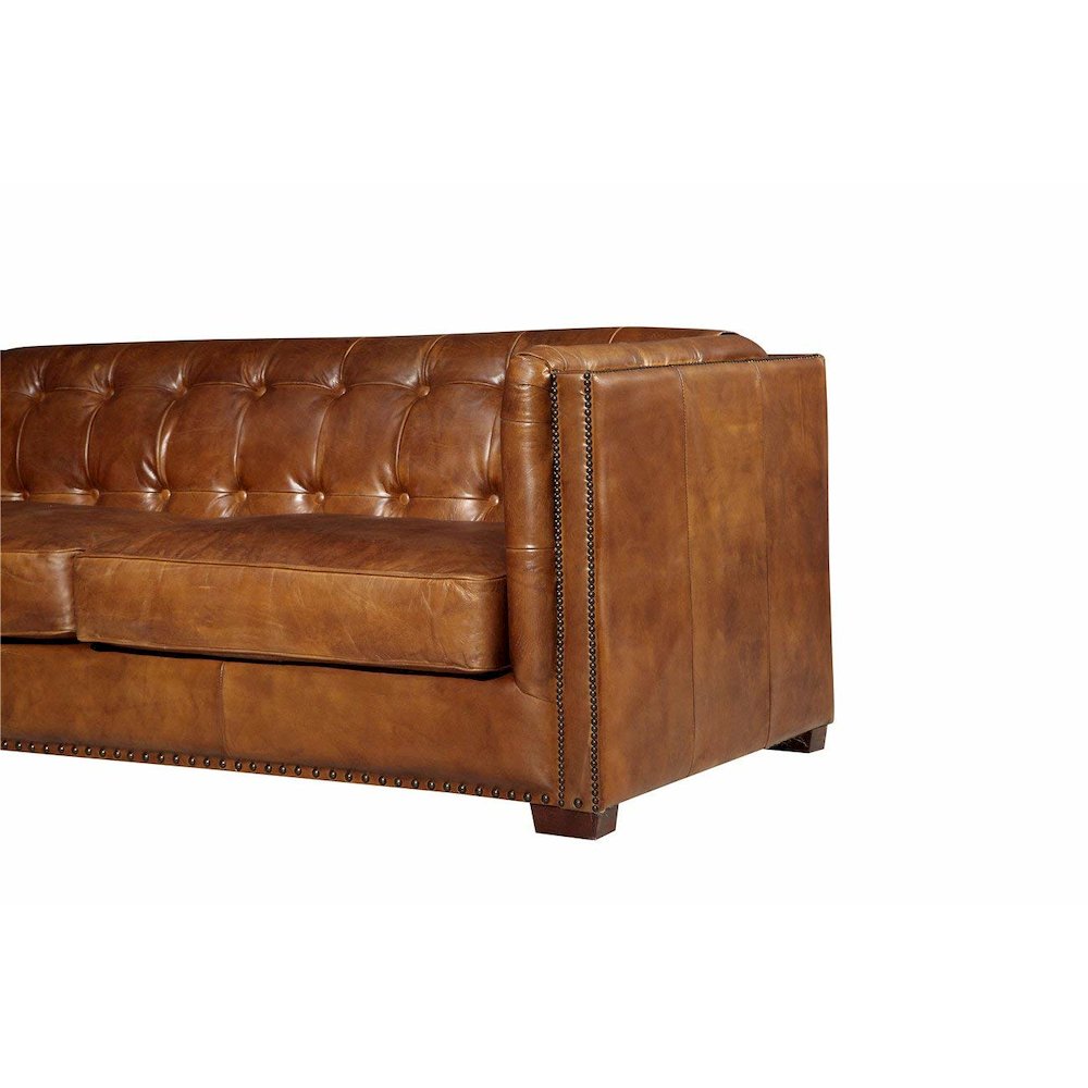 Tuxedo Leather Sofa - Light Brown. Picture 3