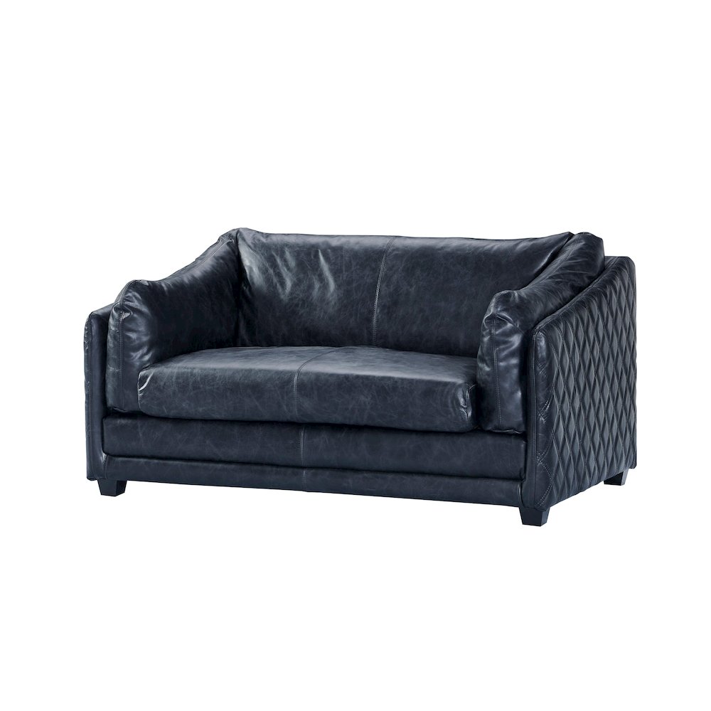 Waco Rustic Modern Love Seat - Slate Leather. Picture 2