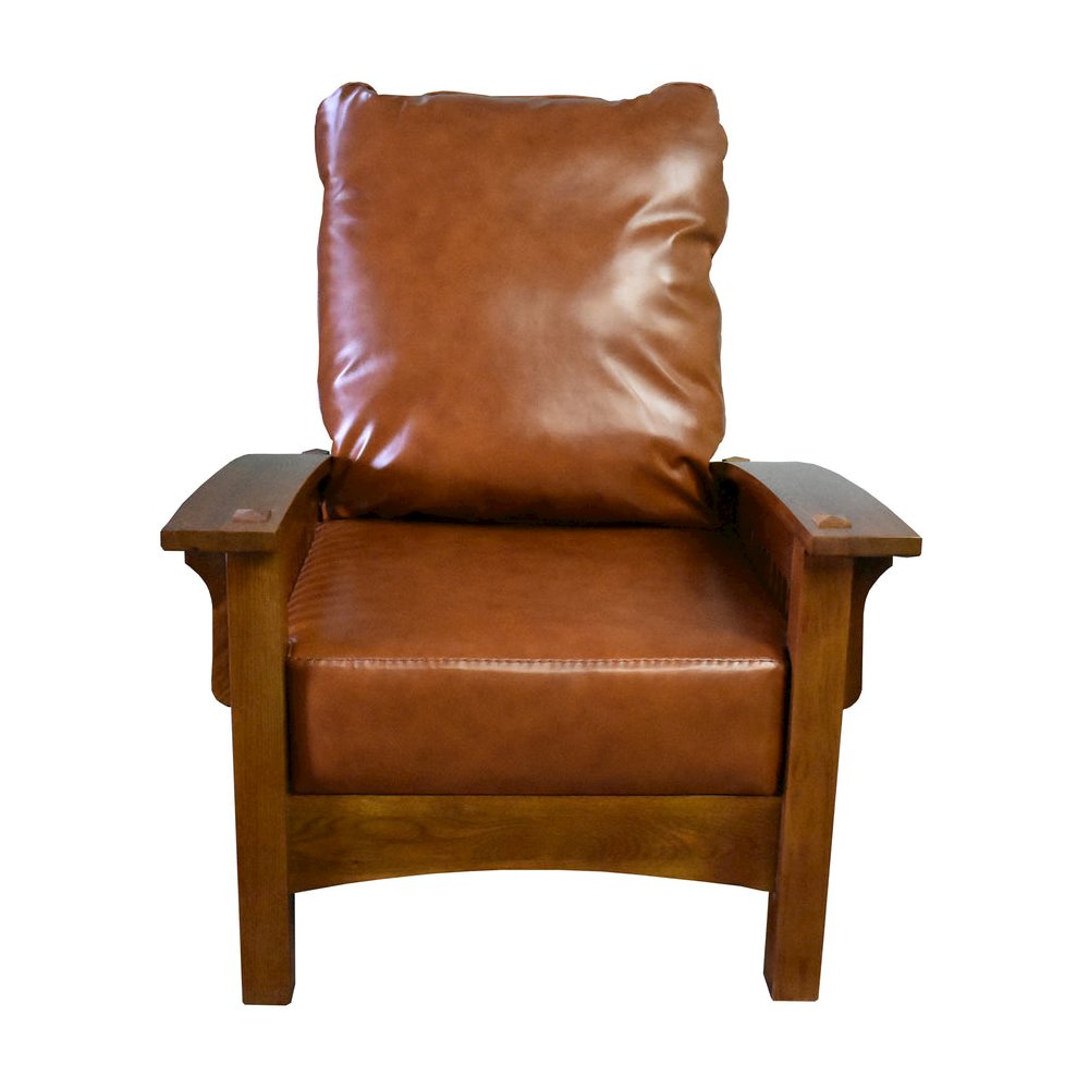 Craftsman / Mission Leather And Oak Morris Chair - Russet Brown Leather. Picture 2