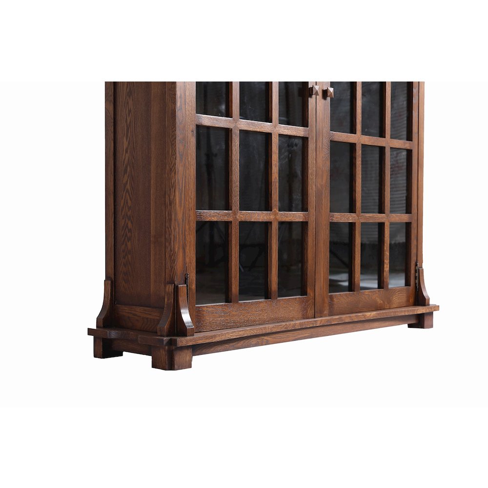 Mission Solid Oak Double Door Bookcase - Walnut. Picture 6