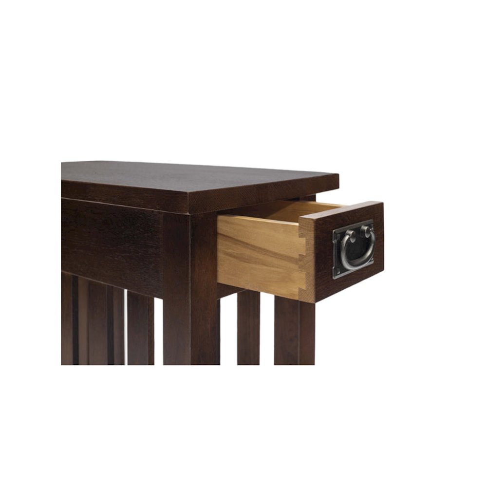 Mission Arts & Crafts 1 Drawer Side Table Walnut. Picture 2