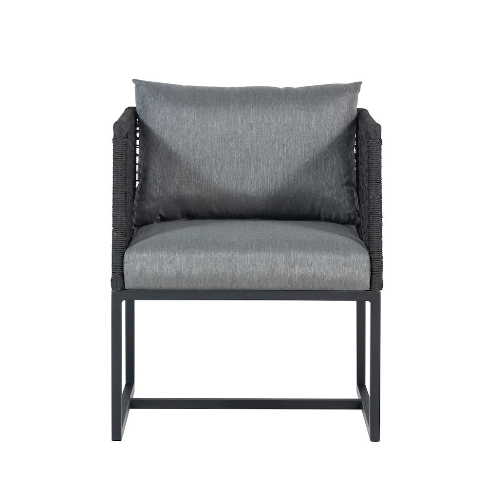 Pair of Sardinia Outdoor Aluminum Dining Chair with Rope Design - Black. Picture 3