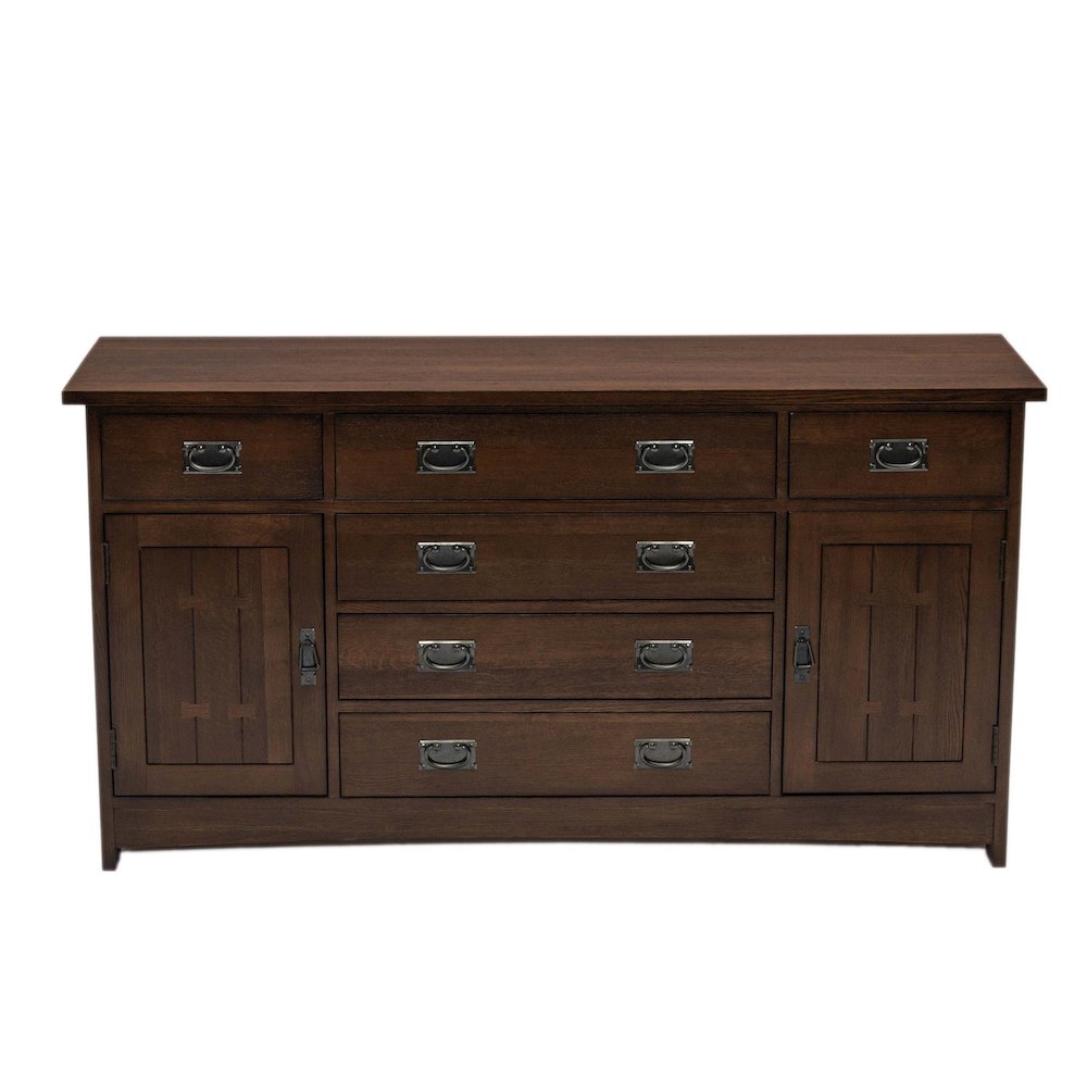 Mission Oak 6-Drawer 62" Sideboard - Walnut. Picture 2