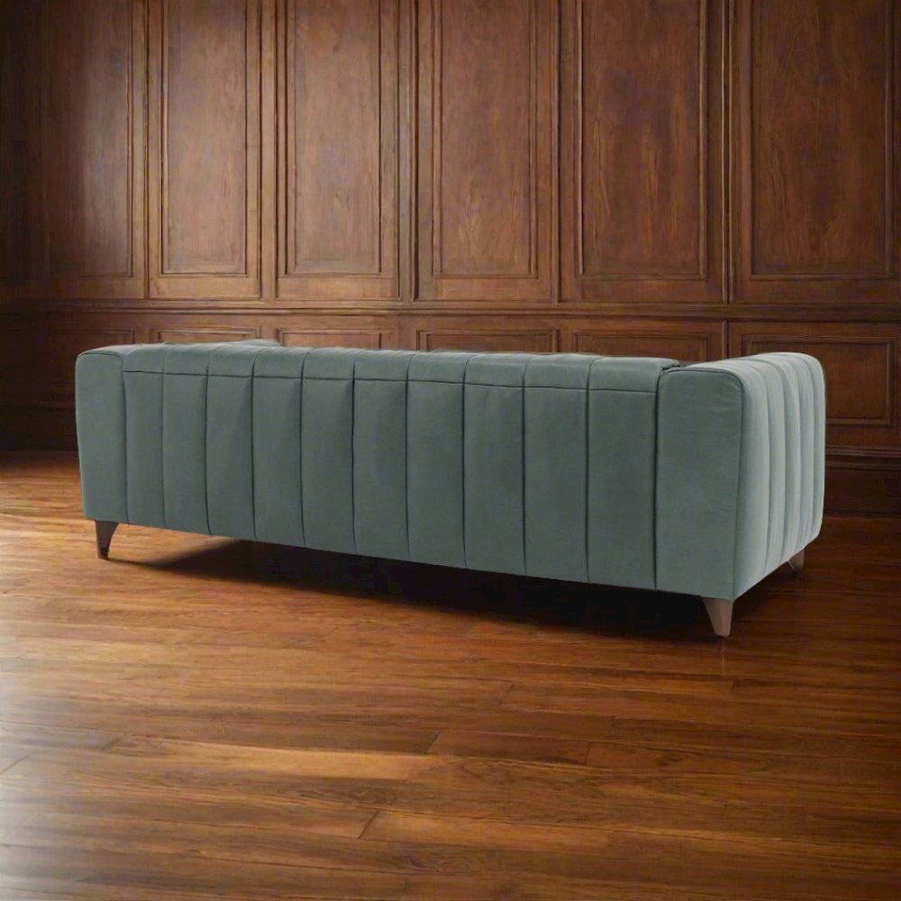 Octavia Top Grain Leather Sofa Green. Picture 3