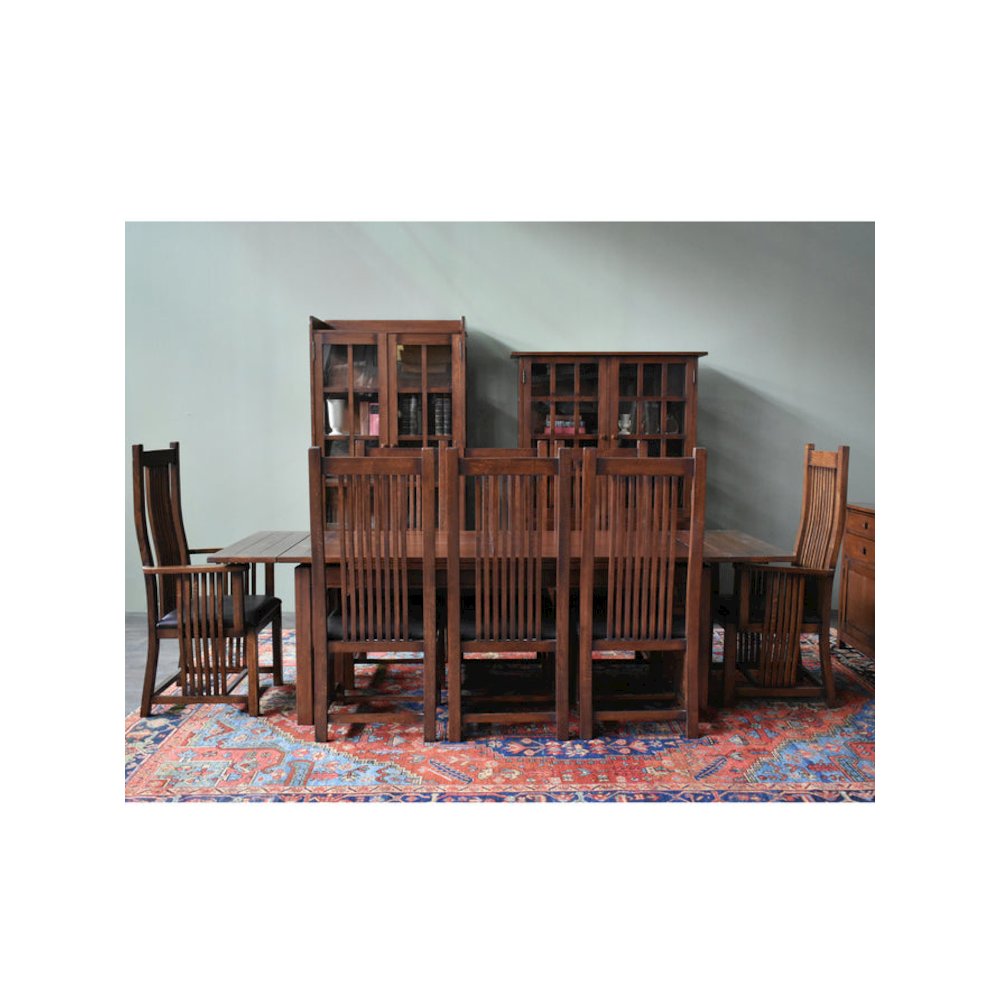 Mission Stow Leaf Table & High Back Chair Dining Set - Walnut. Picture 3