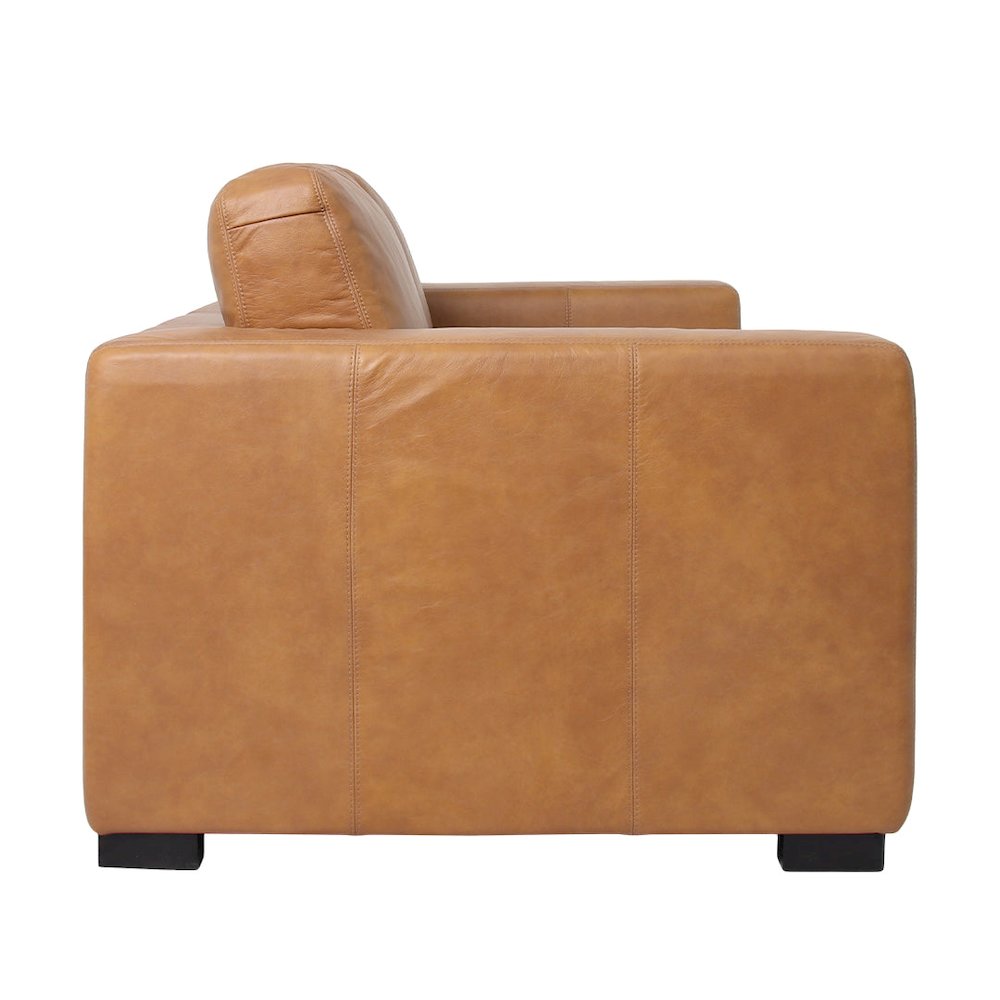 Argento Top Grain Leather Love Seat - Tan. Picture 2