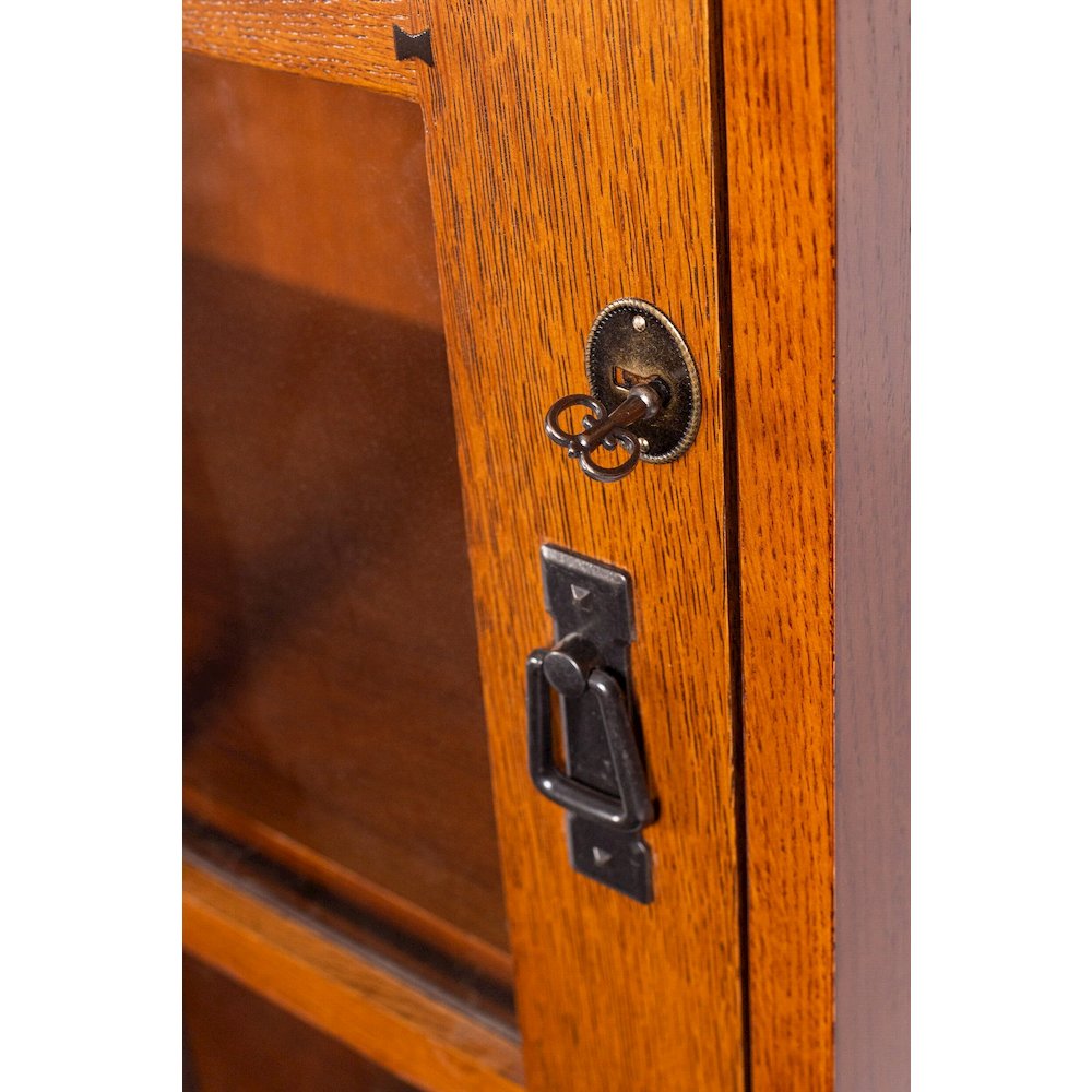 Mission Leaded Glass Bookcase with Lock & Key - Michael's Cherry. Picture 3