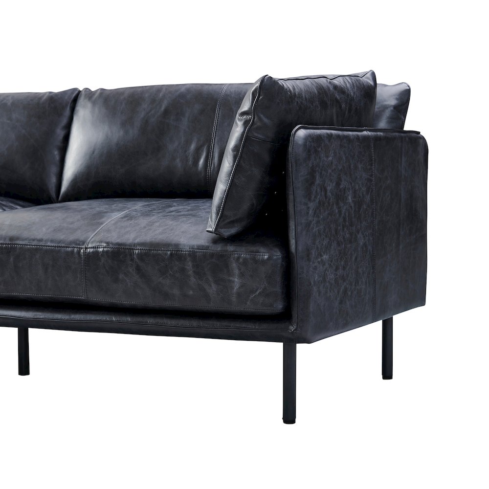 Venezia Industrial Modern Leather Sofa - Slate Leather. Picture 3