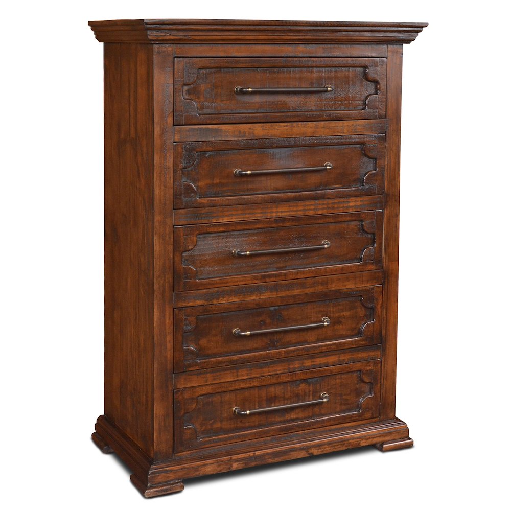 Peterson Rustic Modern 5 Drawer Highboy Dresser. Picture 1
