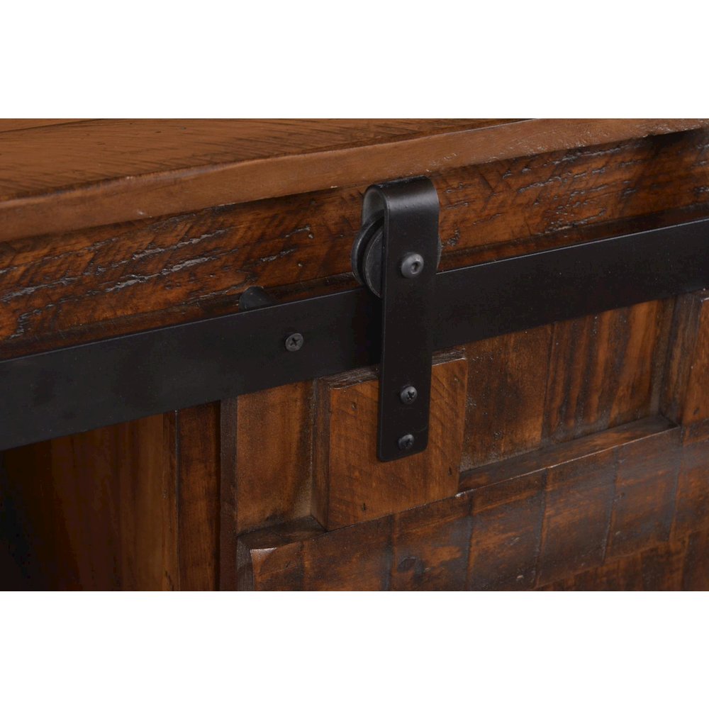 Westgate 60" Sliding Barn Door TV Stand - Dark Brown. Picture 1