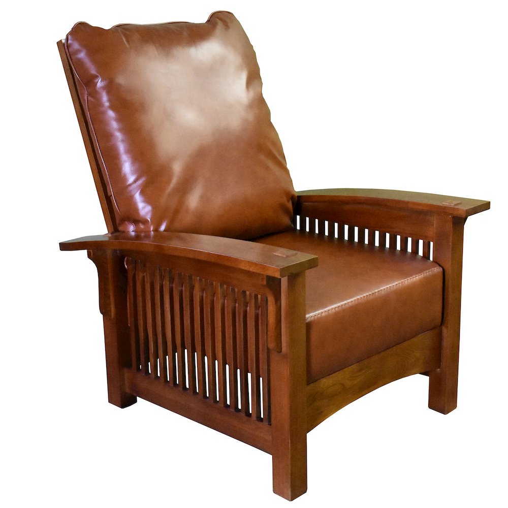 Mission Morris Arm Chair & Ottoman Set-Russet Brown Leather. Picture 4