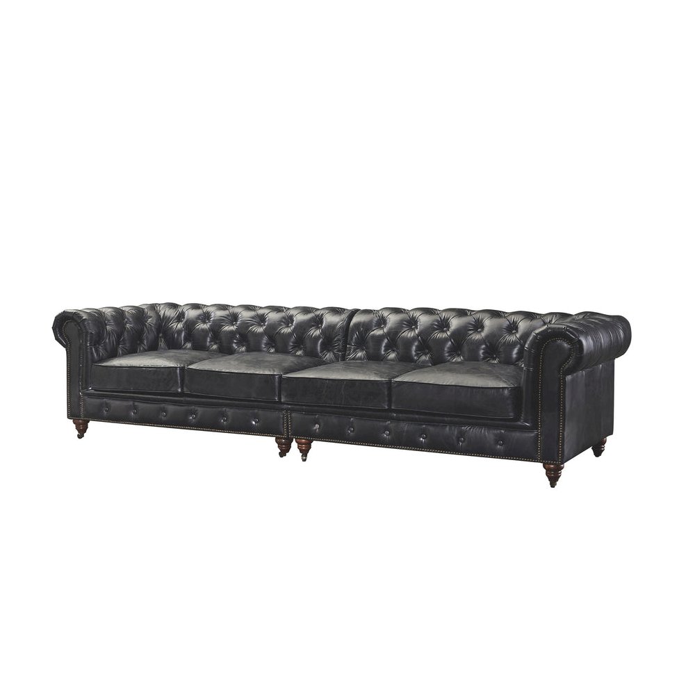 Century Chesterfield Sofa - Slate Leather - 118". Picture 1