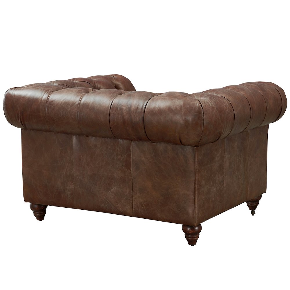 Century Chesterfield Arm Chair - Dark Brown Leather. Picture 3