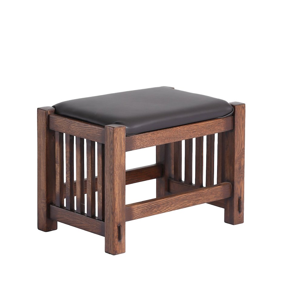 Mission Oak Foot Stool - Spindles Walnut. Picture 1