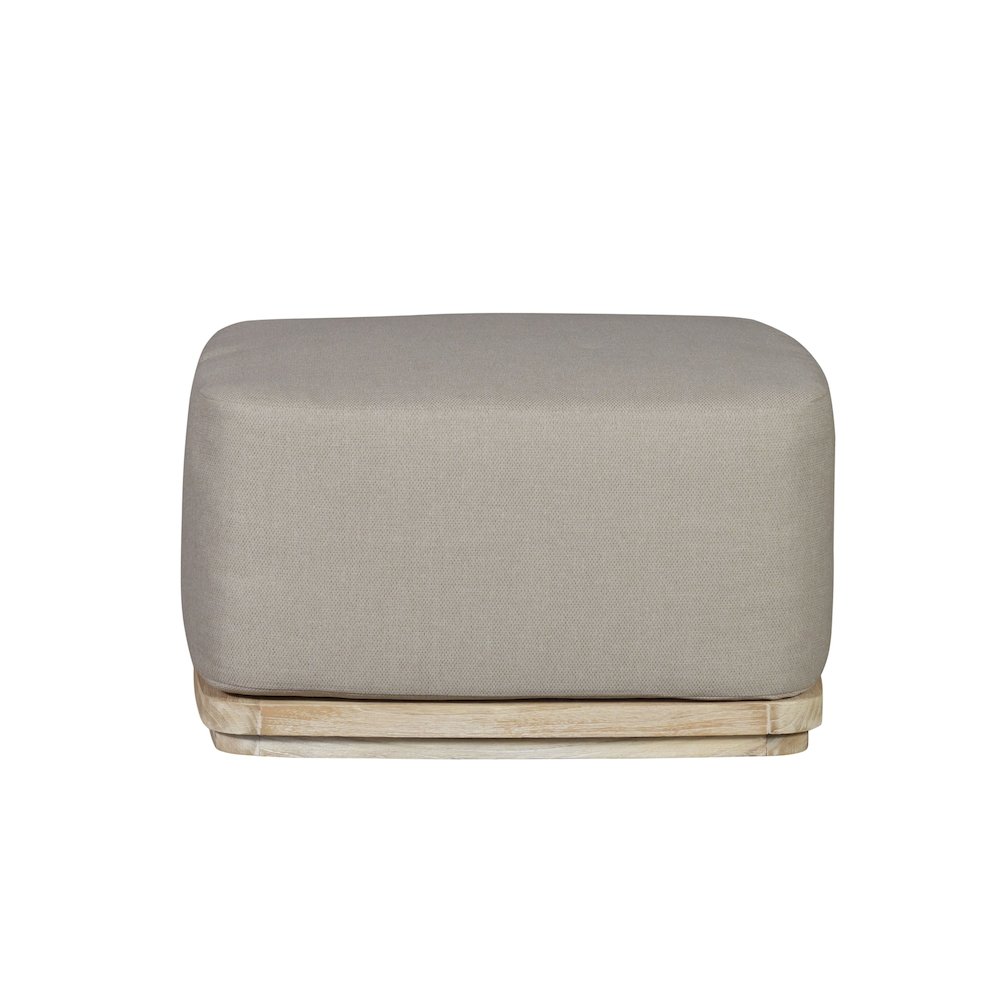 Eclipse Outdoor Solid Teak Wood Ottoman Natural Look - Gray Fabric. Picture 1